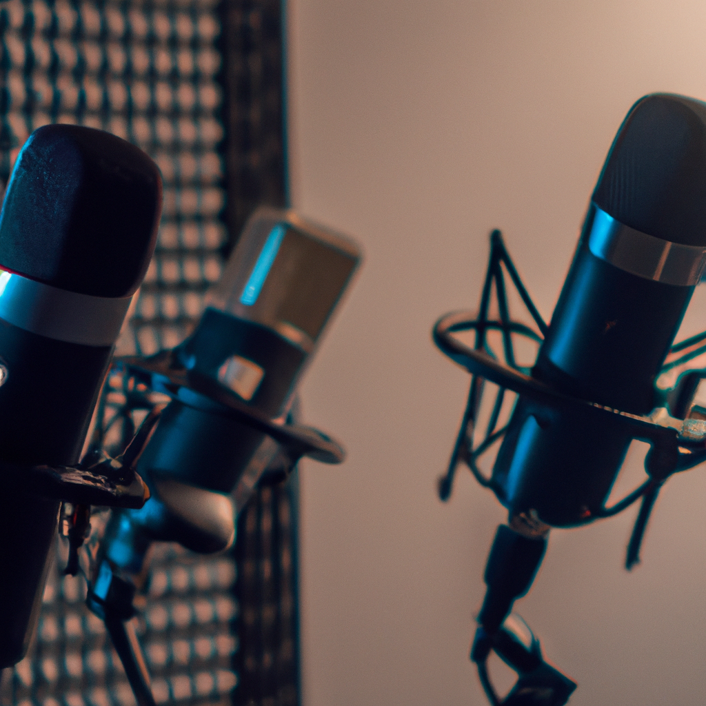 Candid learning session in a small garage studio with two microphones and an audio interface under natural light
